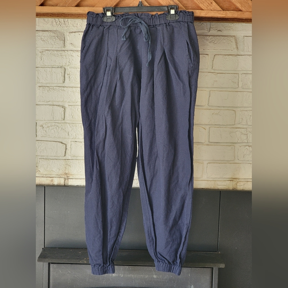 OUTRYT Navy Blue Women's Elastic Drawstring Straight Leg Pants Size 26 Waist
